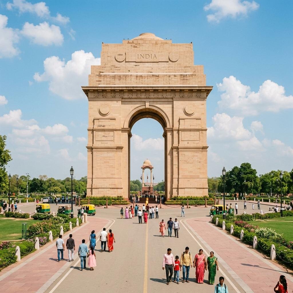 Delhi India Gate outstation taxi route from Chandigarh