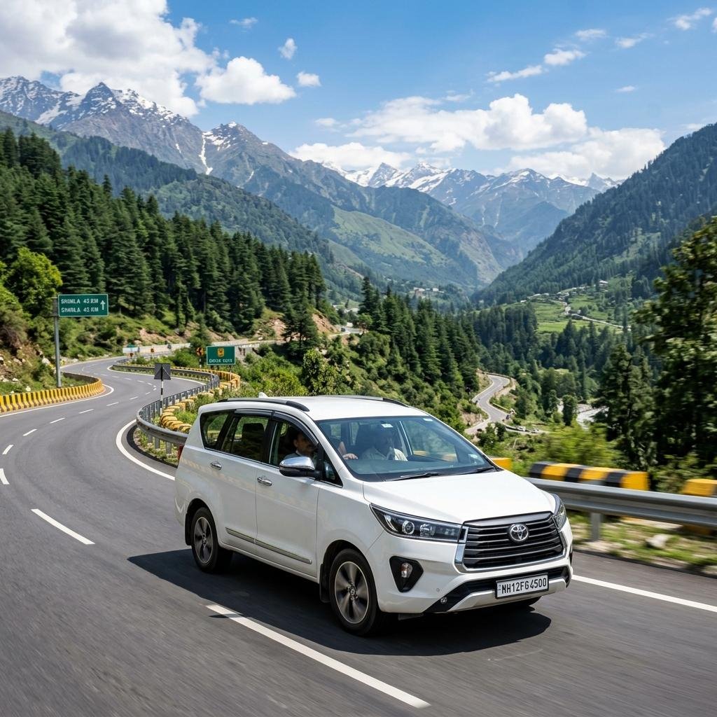 Innova Crysta holiday cab on highway