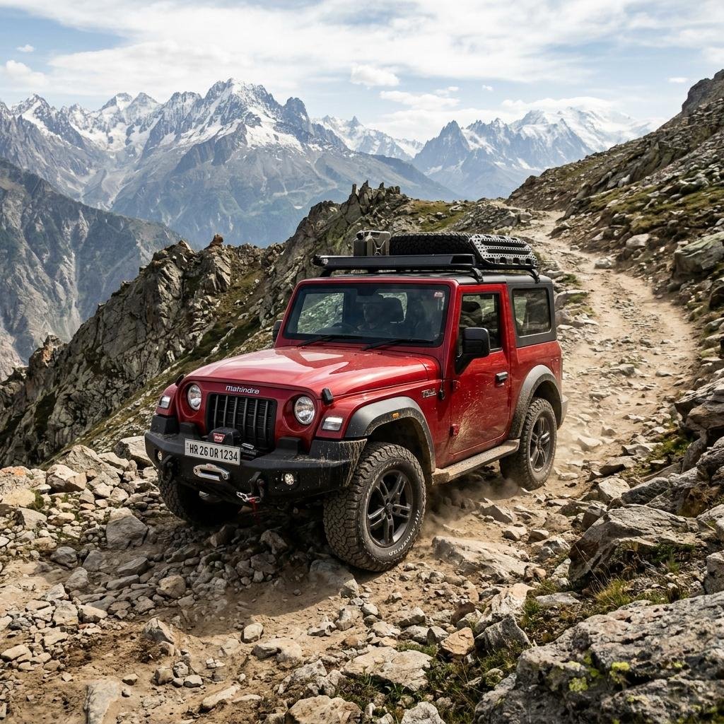 Mahindra Thar 4x4 off-roading in Leh Ladakh hills